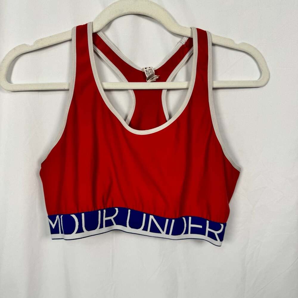 Under Armour HeatGear Compression Racerback Sports Bra Red Size XL - Picture 1 of 4